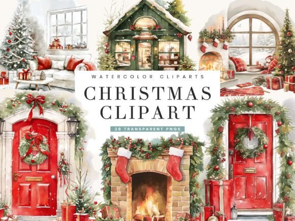 Download Watercolor Christmas Clipart Bundle - Christmas Collection