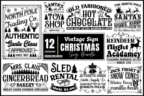 Download Vintage Christmas Sign SVG Bundle - Christmas Collection