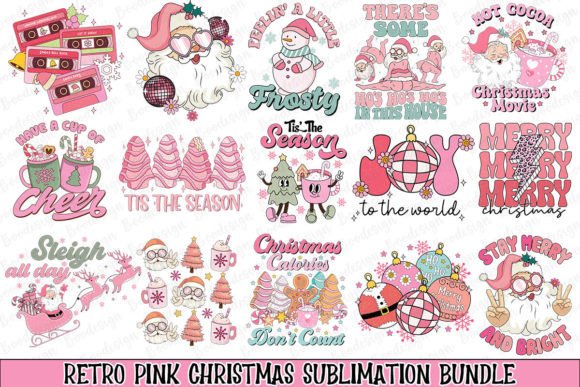 Download Pink Retro Christmas Sublimation Bundle - Christmas Collection