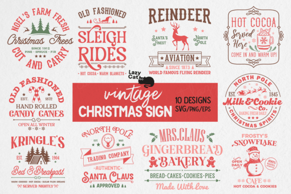 Download Vintage Christmas Sign SVG Bundle - Christmas Collection