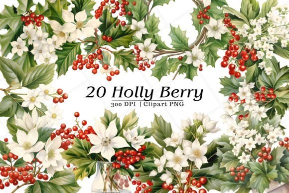 Download Christmas Holly Berry Watercolor Clipart - Christmas Collection