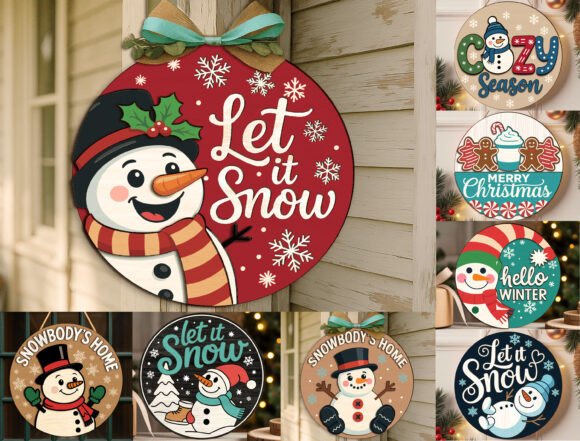 Download Snowman Christmas Door Sign Bundle Svg - Christmas door sign bundle Collection