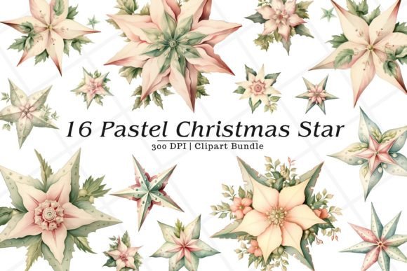 Download Pastel Christmas Star Watercolor Clipart - Christmas Collection