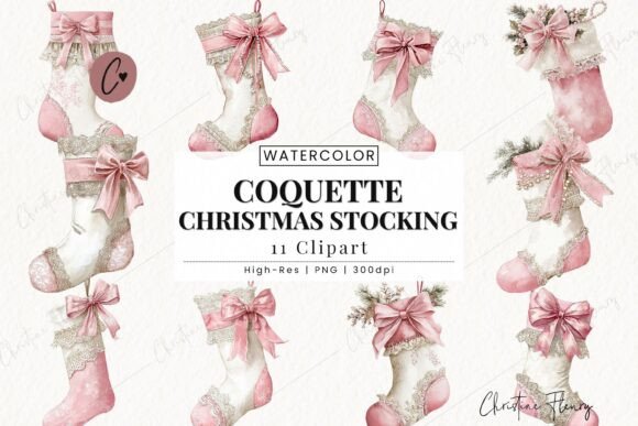 Download Coquette Christmas Stocking Clipart - Christmas Collection