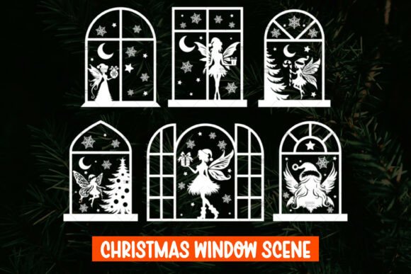 Download 6 Christmas Window Decal SVG - Christmas Collection