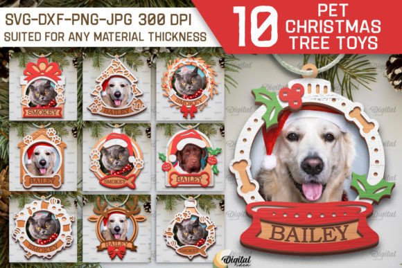 Download Pets Christmas Ornaments LaserCut Bundle - Christmas Collection
