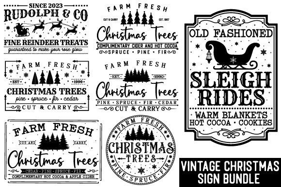 Download Vintage Christmas Sign Bundle - Christmas Collection