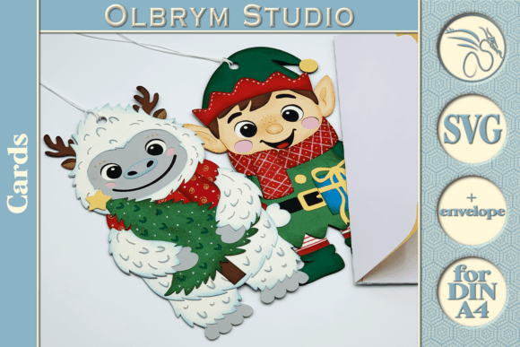 Download Elf &amp; Yeti Christmas Kawaii Card SVG - Christmas Collection