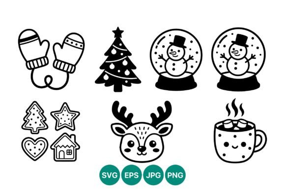Download Christmas Winter Icons Black White Cute - Christmas Collection