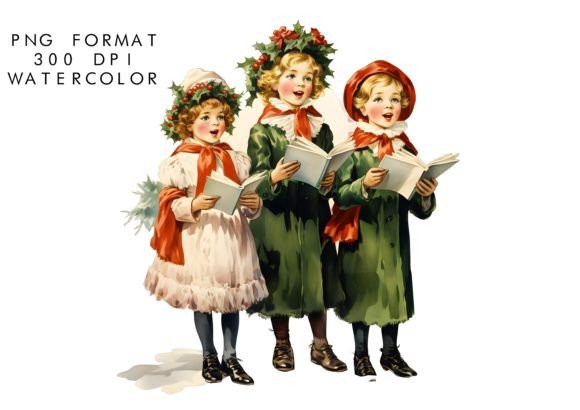 Download Watercolor Christmas Carol Clipart - Christmas Collection