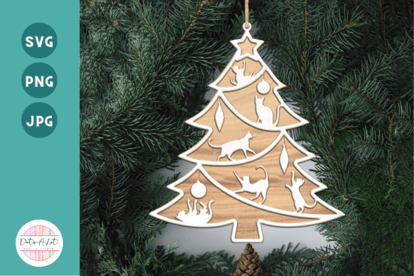 Download 3D Cat Christmas Tree Ornament SVG - Christmas Collection