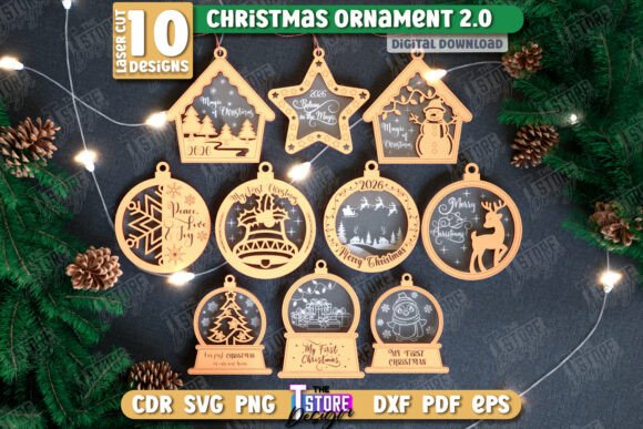 Download Christmas Ornament Laser Cut Bundle - Christmas Collection