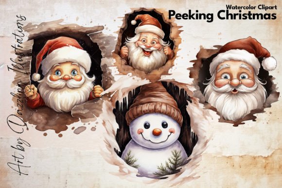 Download Santa and Snowman Peek-a-Boo | Christmas - Christmas Collection