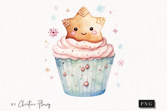 Download Cute Christmas Star Cookie Cupcake PNG - Christmas Collection
