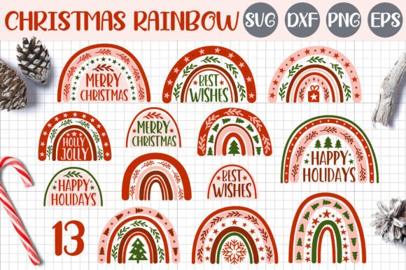 Download Boho Christmas Rainbow Vector Clipart - Christmas Collection