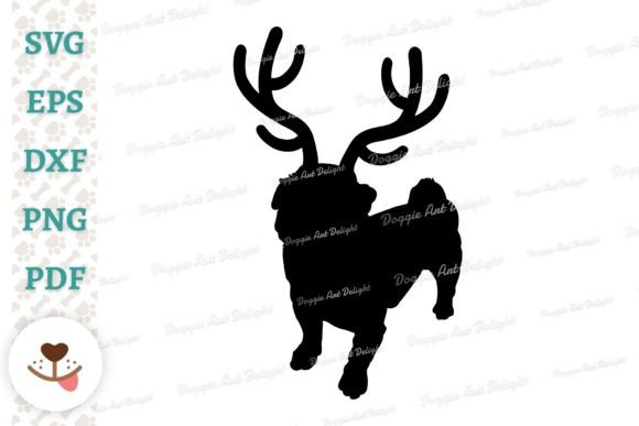 Download Christmas Pug Dog Reindeer Antlers Svg - Christmas Collection