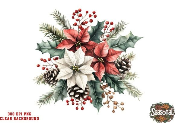 Download Festive Poinsettia Christmas Wreath PNG - Christmas Collection